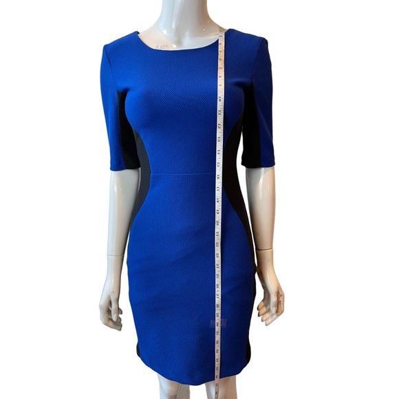 Bisou Bisou Michele Bohbot Womens Bodycon Dress Back Zip Blue Black Size 4 - Picture 3 of 8